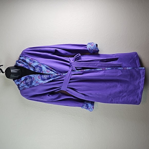 Vera Bradley Other - Vera Bradley | Women's Purple Paisley Terry Self-Tie Loungewear Hoodie Robe L/XL